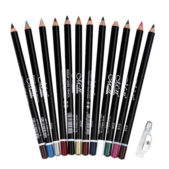 DC-BEAUTIFUL Juego de 12 Uds. De lápiz delineador de ojos de 12 colores, lápiz de cejas resistente al agua, cosméticos con sacapuntas