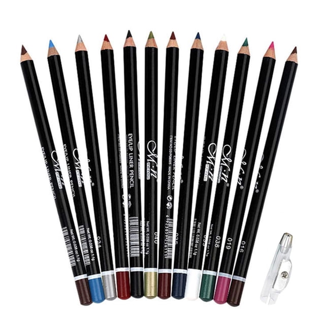 DC-BEAUTIFUL Juego de 12 Uds. De lápiz delineador de ojos de 12 colores, lápiz de cejas resistente al agua, cosméticos con sacapuntas