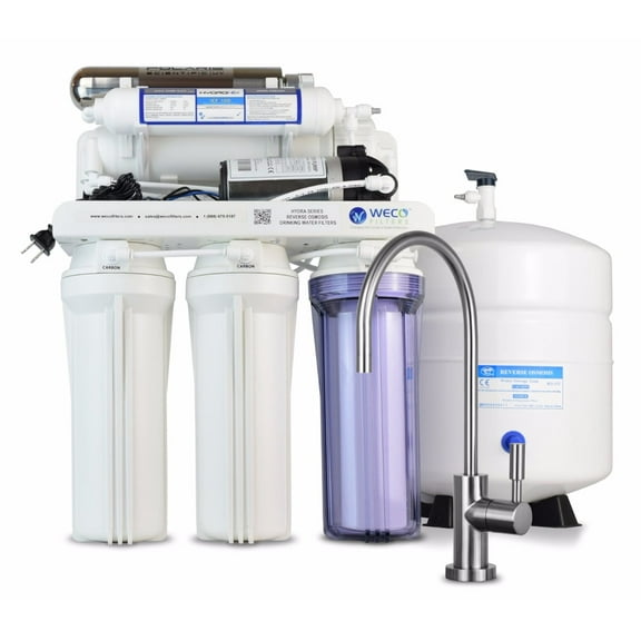WECO HYDRA-75UVPMP Reverse Osmosis Drinking Water Filtration System with UV Disinfection Unit and Booster Pump