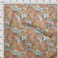 thumbnail image 3 of oneOone Silk Tabby Peach Fabric Leaves & Lotus Floral Diy Clothing Quilting Fabric Print Fabric By Yard 42 Inch Wide, 3 of 4