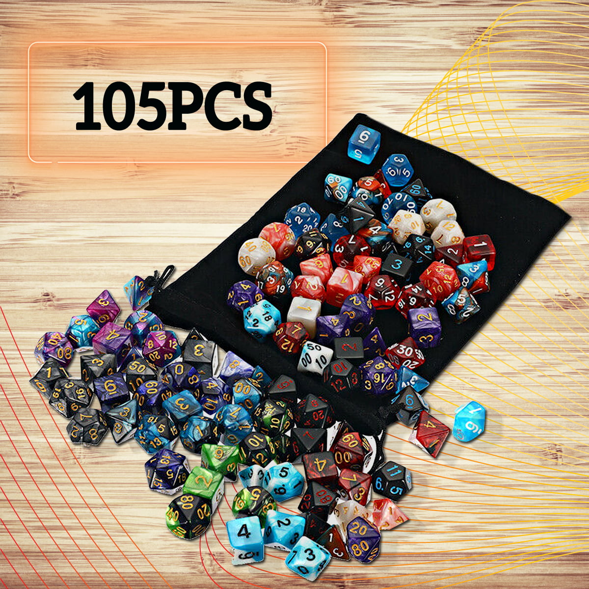 42Pcs Polyhedral Dice with Bag For DND RPG MTG Role Playing Board Game 6 Set 