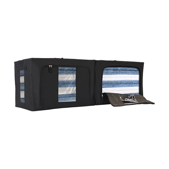 Cajas Flexibles de Almacenamiento y Organización Negras con Asas y Estructura Metálica para Fácil Traslado 2 piezas