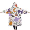 thumbnail image 2 of Oversized Wearable Blanket Hoodie,Halloween Cute Trick or Treat Characters Sherpa Blanket Hoodie with Super Pockets,Super Warm Fuzzy Pullover for Women & Men, 2 of 6