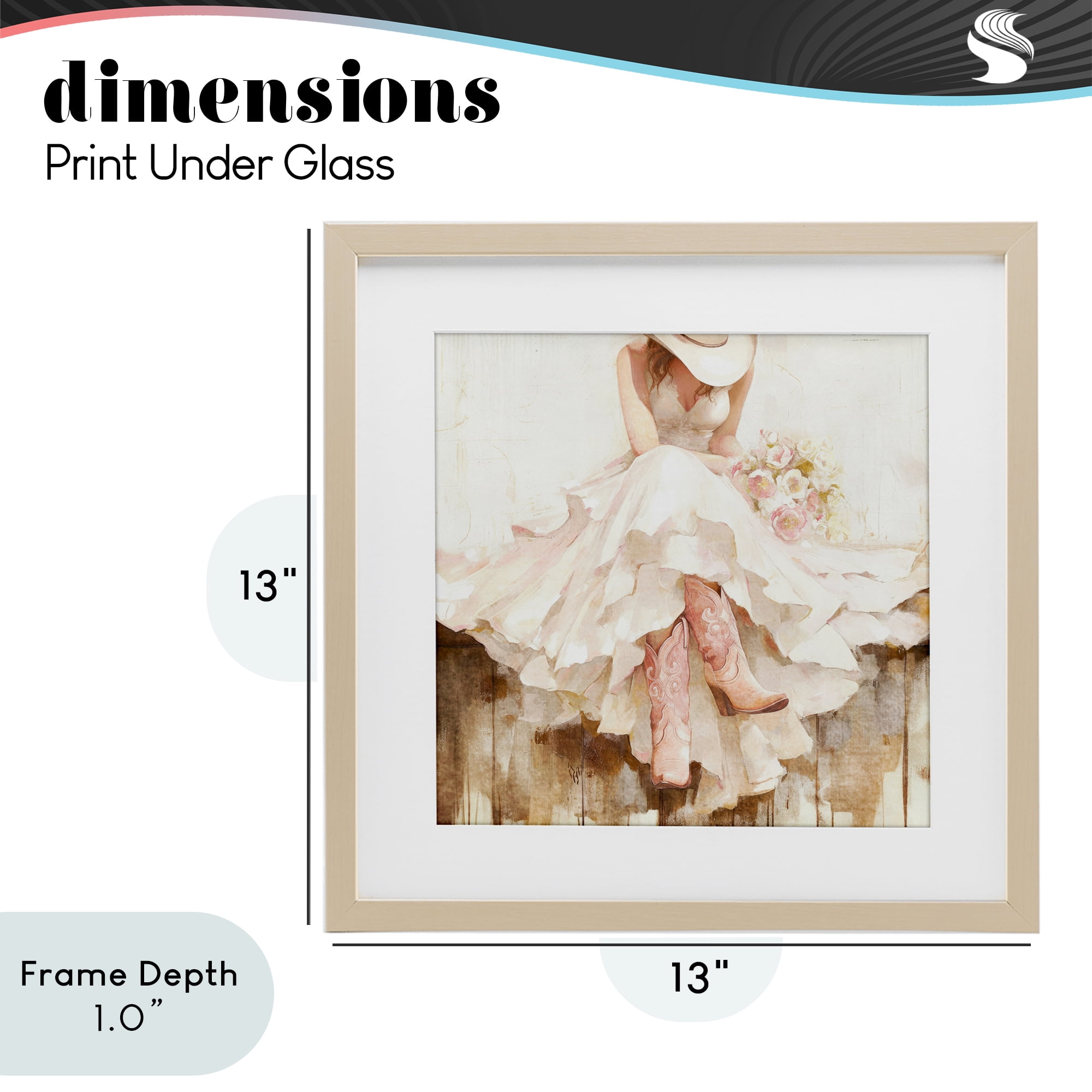 Stupell Industries Cowgirl On The Fence Birch Framed Print Under Glass, design by Tina LeCour