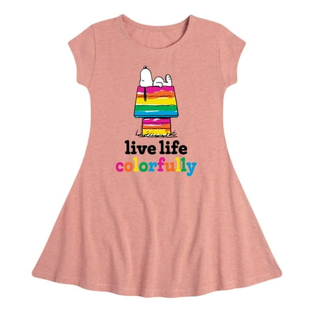 

Peanuts - Live Life Colorfully - Toddler & Youth Girls Fit & Flare Dress