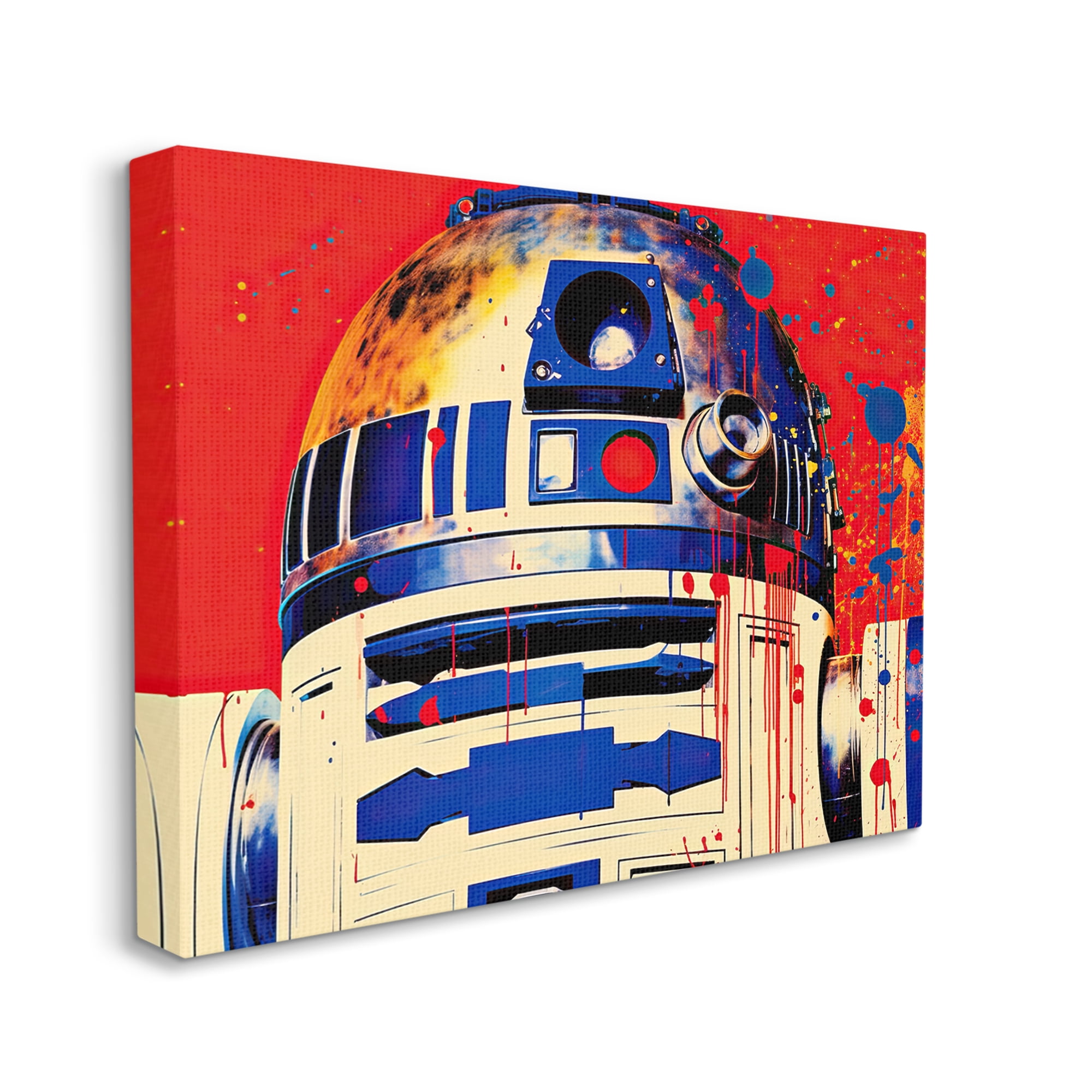 Stupell Industries Urban Paint Splatter Robot Fairy Tales & Fantasy Painting Gallery Wrapped Canvas Art Print Wall Art, 20 x 16