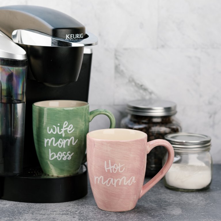 Pavilion Gift, Hot Mama Pink Ceramic Coffee Mug, Large 20 oz