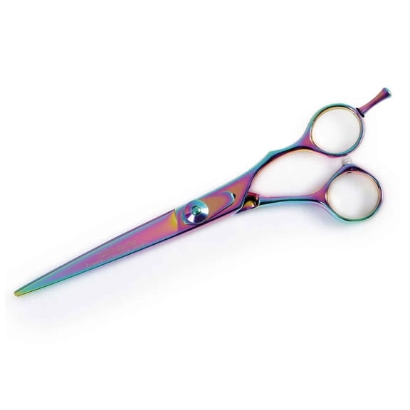 Dog Grooming Shears Rainbow Straight Curved or Thinning - Kits Too - 52 Hardness (6.5 Inch Straight)