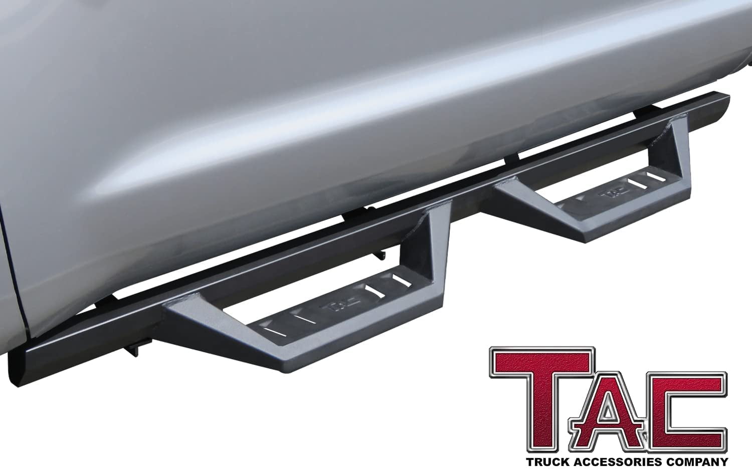TAC Sidewinder Running Boards Fit 2007-2021 Toyota Tundra Double Cab 4” Drop Side Steps Nerf Bars Rock Slider Pickup Truck Fine Texture Black Off-Road Accessories (2pcs)