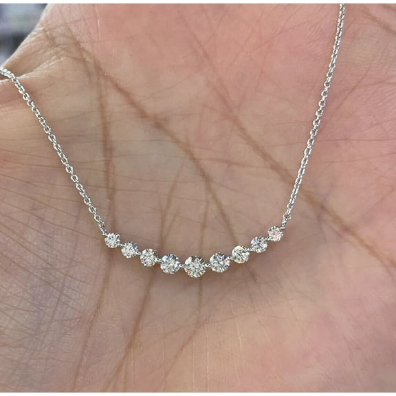 2Ct Round Cut Lab Created Diamond Necklace Pendant 14K White Gold Plated Free Chain