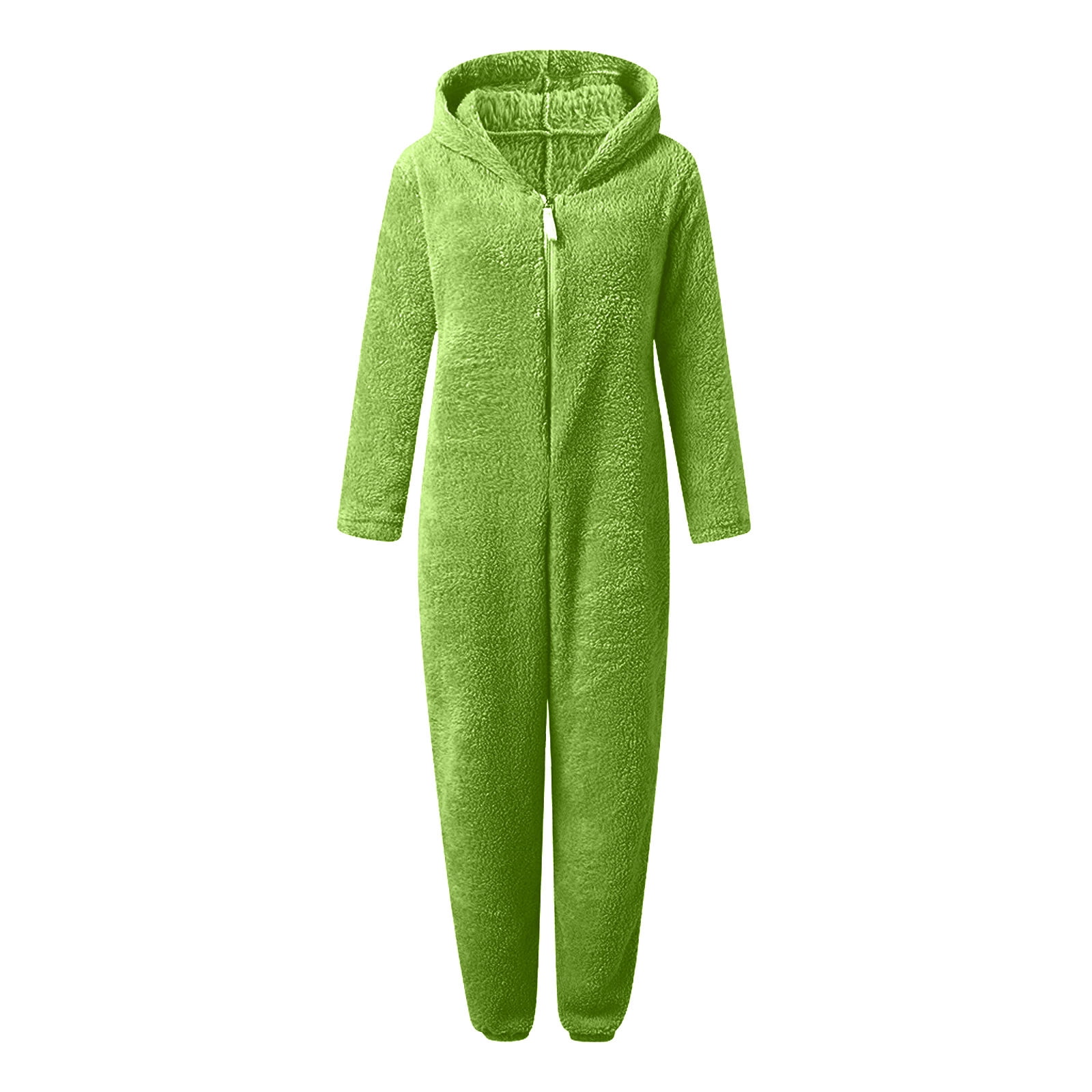 zanvin Pyjama Moulante Polaire pour Femmes Combinaison a Capuche en Peluche a Manches Longues en Hiver Vert L Walmart