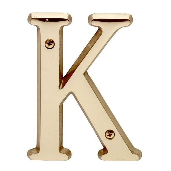 House Name Letter "K" House Name Board Solid Bright Brass 4" Renovators Supply