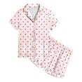 thumbnail image 4 of Gaexia Cute Tops For Girls 10-12,Winter Clothing,Girls Casual Short Sleeve Button Down Shirt And Shorts Pajama Set Playful Print Comfortable Lounging Sleepwear Outfits, 4 of 4