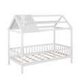 thumbnail image 3 of UBesGoo Twin Size Wood House Bed with Fence, White, 3 of 13