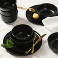 thumbnail image 2 of Gibson Elite James Street 16 Piece Stoneware Matte Reactive Double Bowl Dinnerware Set - Pepper Black, 2 of 5
