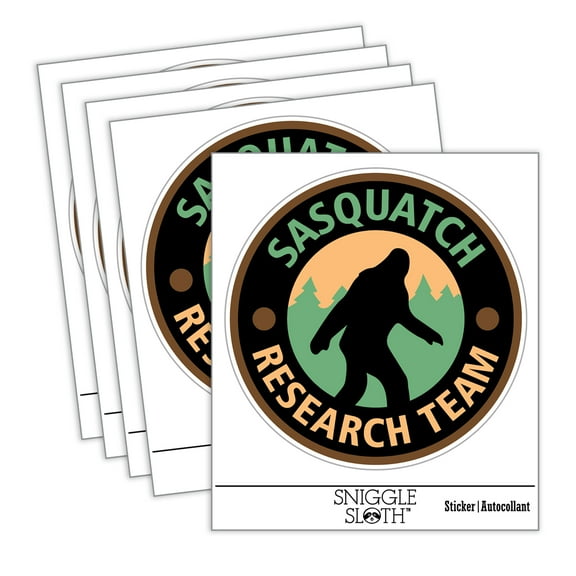 Sasquatch Research Team Bigfoot Cryptid Car Window Bumper Water Bottle Phone Tablet Laptop Waterproof Vinyl Decal Sticker Set 5-Pack - Gloss Finish - 2.0"