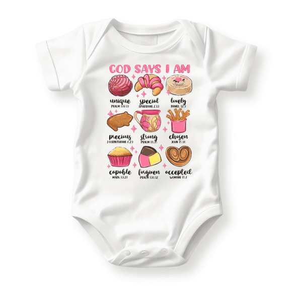 God Says I Am Mexican Snacks Food Baby Shirt Premium Custom Baby Clothes Unisex Baby Announcement Gift for Mom Newborn Outfit 6-9m White