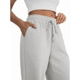 thumbnail image 2 of Womens Wide Leg Sweatpants High Waisted Baggy Lounge Pants Drawstring Flared Joggers with Pockets Light Gray XL, 2 of 7