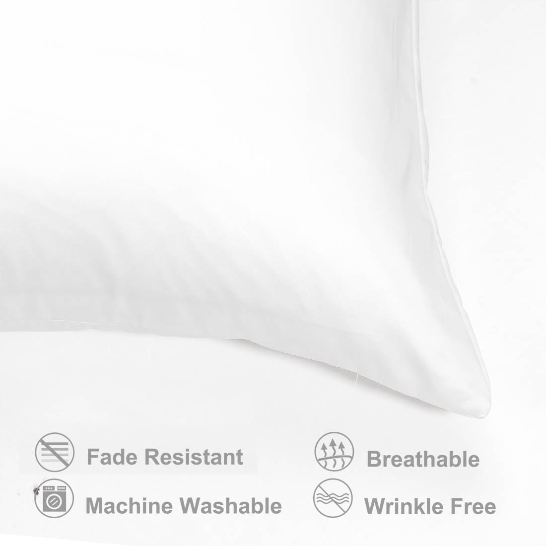 Unique Bargains 2 Pack Silky Satin Pillow Cover Cases White 14" x 20"