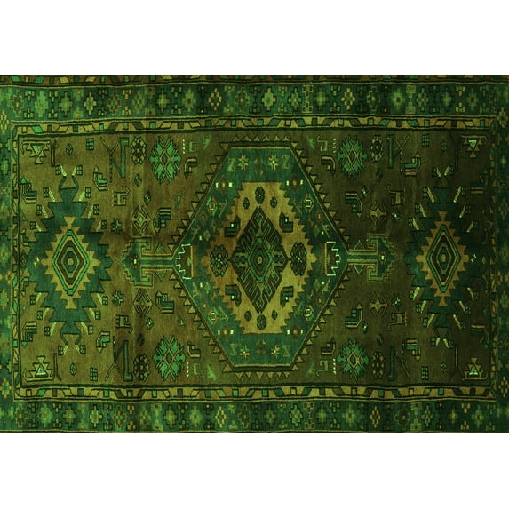 Ahgly Company Indoor Rectangle Persian Green Traditional Area Rugs, 2' x 4'
