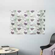 Leaves Tapestry, Tropical Foliage Silhouettes Exotic Botany Hawaiian Nature Elements Vintage, Wall Hanging for Bedroom Living Room Dorm Decor, 60W X 40L Inches, Eggplant Green Grey, by Ambesonne