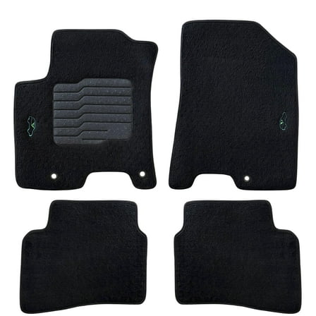 Carpet Floor Mats for 2020 to 2026 Hyundai Venue, with Driver Heel Pad and Safety Locks, Front and Rear, Black