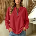 thumbnail image 1 of Neewe Women's Plain Long Sleeve Top Fall 1/4 Zipper Tops Loose Ladies Casual Fashionable Top Pullover, 1 of 7