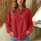 thumbnail image 1 of Neewe Women's Plain Long Sleeve Top Fall 1/4 Zipper Tops Loose Ladies Casual Fashionable Top Pullover, 1 of 7