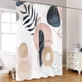 thumbnail image 6 of Abstract Boho Leaf Shower Curtains, Weighted Bottom Pink and Navy Blue Modern Minimalist Geometric Palm Leaves Mid Century Fabric Bathroom Curtain Waterproof Washable with 12 Hooks,72"x84", 6 of 6