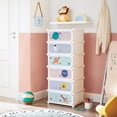 thumbnail image 4 of Estantería modular infantil de 6 cubos zapatero 43 x 31 x 105 cm armario modular para ropa juguetes blanco, 4 of 8