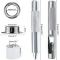 thumbnail image 2 of Juego de ojales de 100 piezas Kit de ojales de 14 mm Herramientas de ojales Kit de ojales con ojales de metal con herramientas de ojales para reparación de carpas de lona de lona Plata, 2 of 5