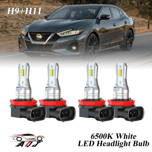 Compatible with Nissan Maxima 2016 2017 2018 LED Headlight Bulbs KIT High Low Beam Combo (Pack of 4) , 6500K White 10,000LM Super Bright, Plug and Play