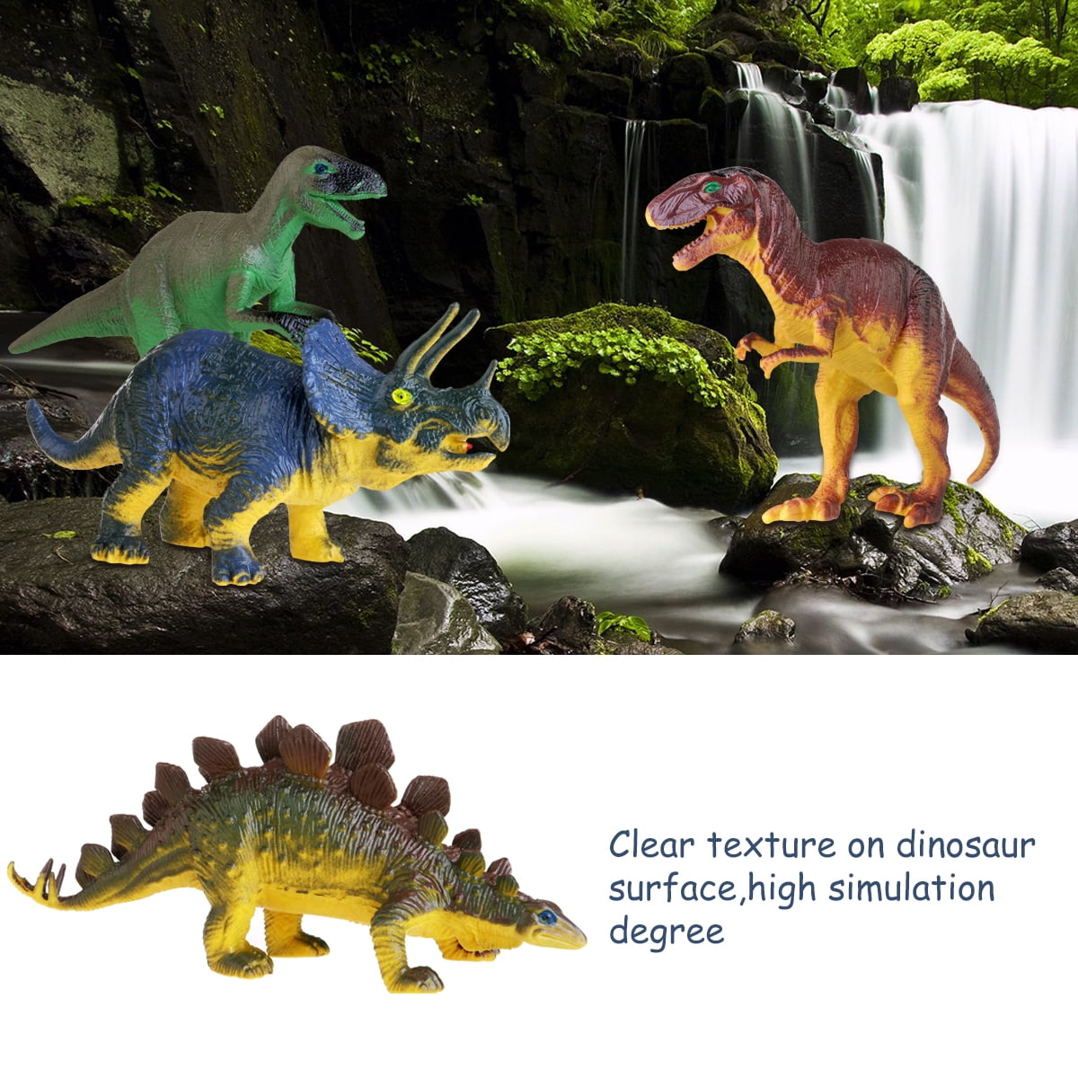 Jurassic Figure Tyrannosaurus Stegosaurus Triceratops Utahraptor Pterosaur Spinosaurus Realistic Toys NUOLUX 6pcs Dinosaurs Toys Set