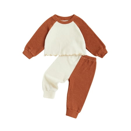 

Bagilaanoe Baby Girl Fall Tracksuit Outfits Set Clothes 6M 12M 18M 24M 3T 4T Kids Girl Long Sleeve Contrast Color Sweatshirt Tops Sweatpants 2Pcs Casual Autumn Clothing for Toddler Girls
