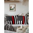 thumbnail image 3 of Outdoor Pillows Waterproof, Red American Flag Bedding Throw Pillows with Insert for Couch Sofa Bed, Black White Striped US Flag Stars 18x18 Inch Pillowcases Decorative Camping Patio Pillow Set of 1, 3 of 8