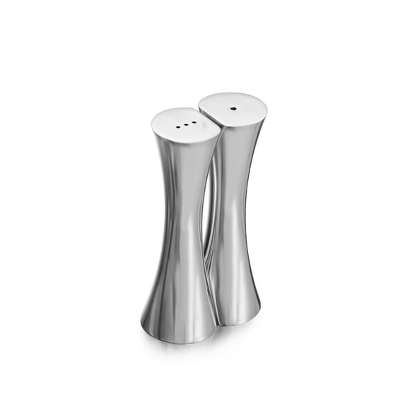 Nambé Karim Rashid Kissing Salt & Pepper Shakers – 5” Sculptural Modern Metal Design in Nambé Alloy for Dining Table, Kitch