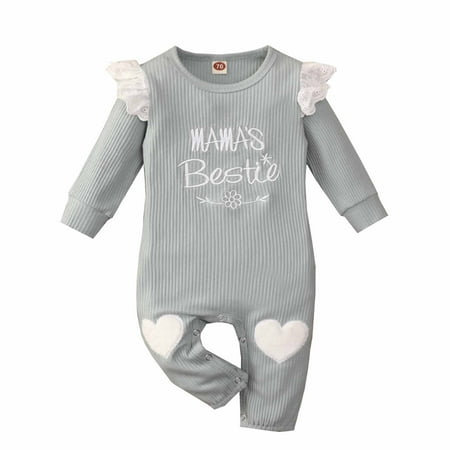 

New Years Eve Savings Clothing 2023 loopsun Spring And Autumn Infant Toddler Baby Flying Sleeves Long Sleeve Embroidered Letters Heart Romper Jumpsuit Bodysuit