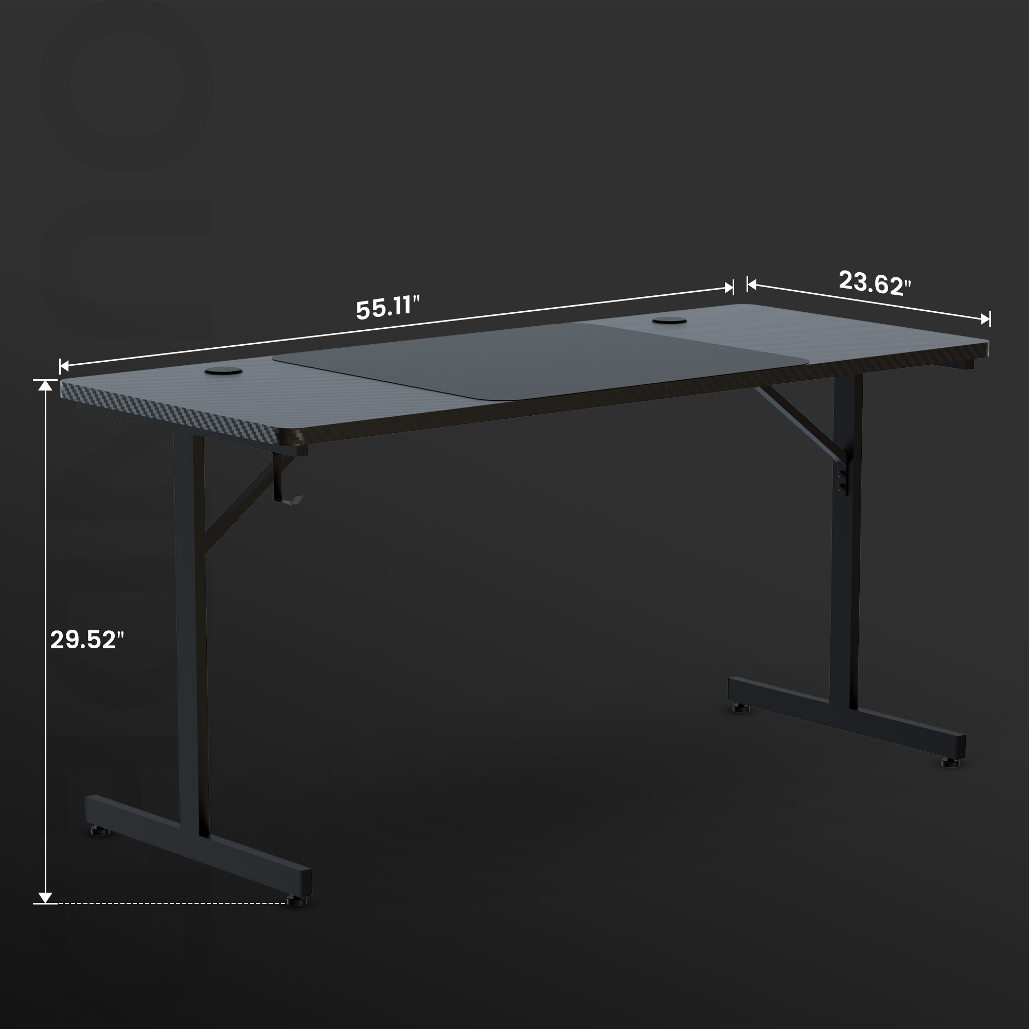 GTRACING 55" Large RGB Gaming Desk with Mouse Pad T-Shaped Office Desk Spacious Work Surface Table, Black - image 3 of 10
