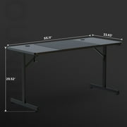 GTRACING 55 Large RGB Sturdy Gaming Desk with Mouse Pad T-Shaped Office Chair Computer Desk Spacious Work Surface Table, Black
