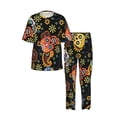 thumbnail image 3 of Mens Pajamas Set Loungewear Short Sleeve Top Pants Soft Sleepwear Pjs Sets, Mexican Skull Paisley, 3 of 6