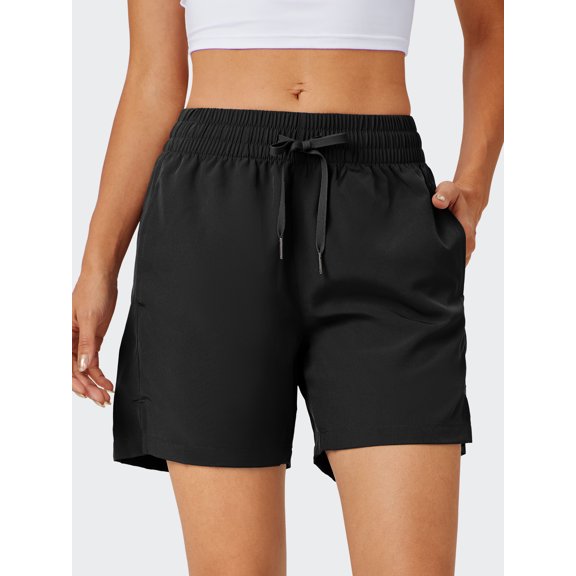 5" Womens Athletic Running Shorts Lightweight Quick Dry Basic Shorts Workout Gym Shorts with Pockets Black M