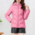 thumbnail image 2 of SELONE Puffer Jacket Womens Hooded Streetwear Coat with Pockets Zippered Mock Neck Long Sleeve Outerwear Solid Tops, 2 of 8