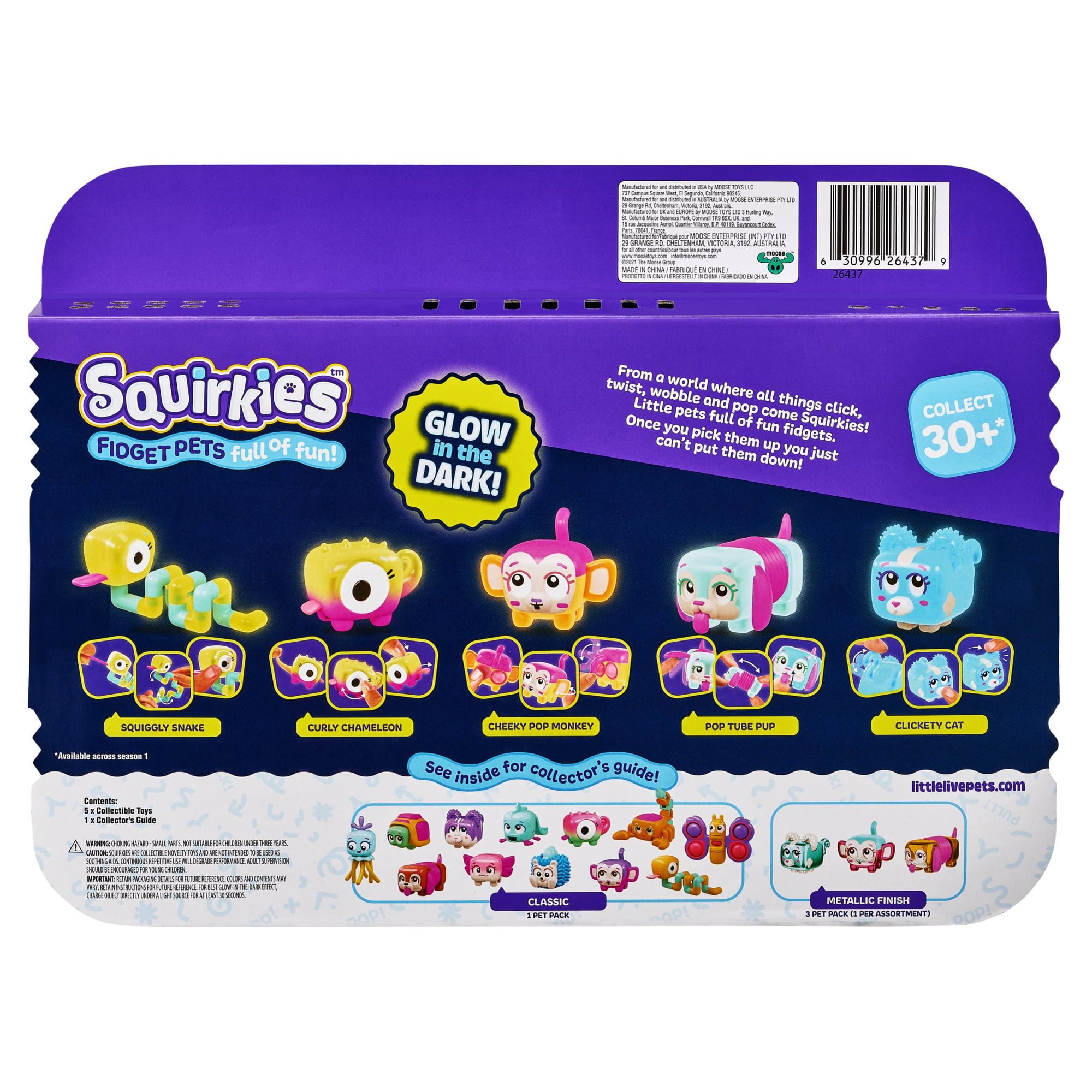 Little Live Pets, Squirkies 5 Pack, Interactive Fidget Toys, 30+ to collect, Ages 5+