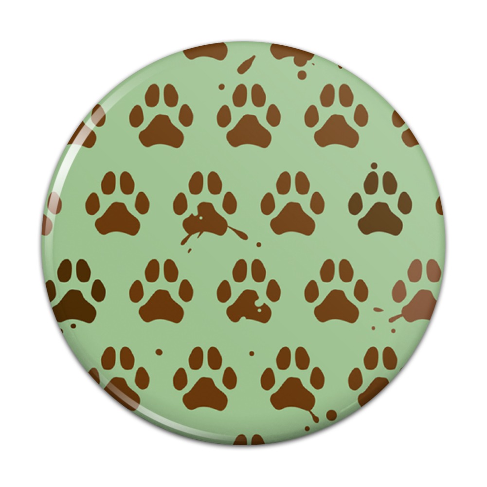 Muddy Dog Paw Print Pattern Pinback Button Pin
