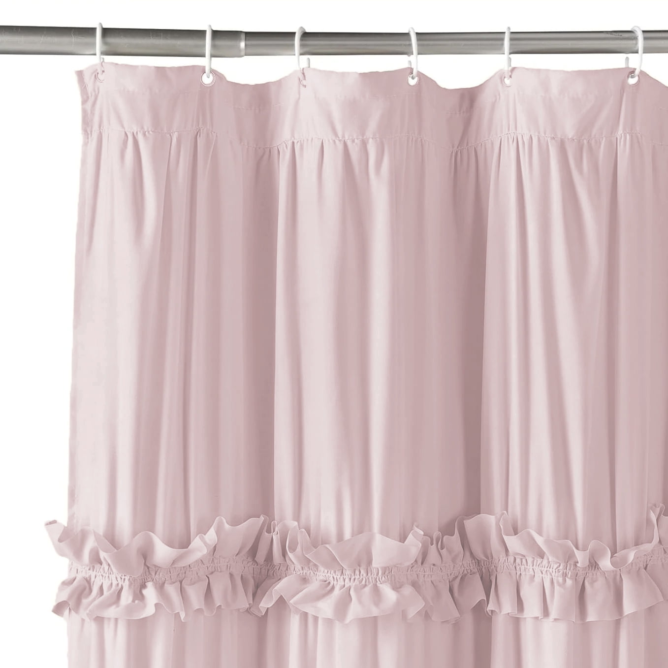 Psoiuetr Ruffle Vintage Shower Curtain Boho Farmhouse Shower Curtain for Bathroom Blush 72" L x 72" W