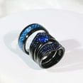 thumbnail image 2 of 4pc His and Hers Wedding Ring Sets Couples Rings Black Gold Plated Blue Cz Stainless steel band, 2 of 7