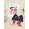 thumbnail image 2 of vera natura Baby Boy 4th of July Outfits Short Sleeve Tops + Star Print Shorts Independence Day Set, 2 of 8