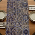 thumbnail image 5 of Vintage Mediterranean Table Runner, Retro Morocco Abstract Art Brown Blue Washable Cotton Linen Table Runners 60 Inches Long, Dresser Scarf Runner for Coffee/TV Stands/Kitchen/Cabinets 13''x60'', 5 of 9