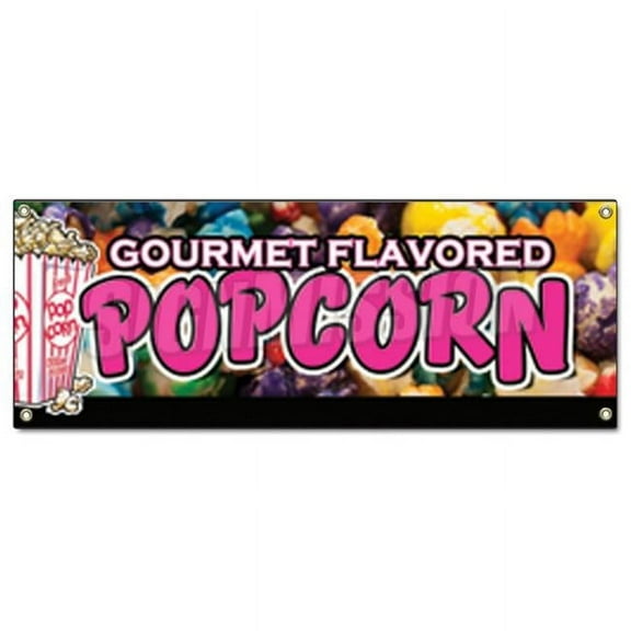 18 x 48 in. Gourmet Flavored Popcorn Banner Sign