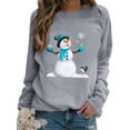 thumbnail image 1 of Fashnice Chandail Femme Col Rond T-shirt Manches Longues Chandail en Molleton de Noël Sport Tops Gris G, 1 of 2